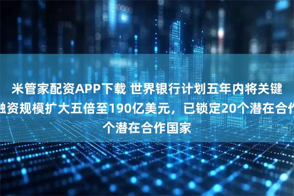 米管家配资APP下载 世界银行计划五年内将关键矿产融资规模扩大五倍至190亿美元，已锁定20个潜在合作国家